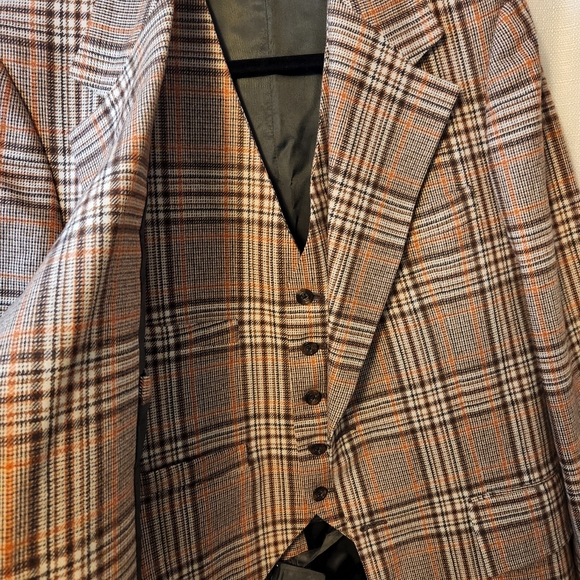 🍂 Vtg 50s Plaid Suit Set | Jacket & Vest | Academia 💼 - Picture 3 of 13